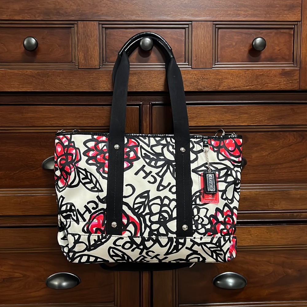 Coach poppy vintage fabric handbag